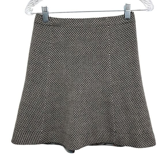 Emporio Armani Skirt A Line Virgin Wool‎ Back Zip Black Beige Women Size 2 - Picture 1 of 6
